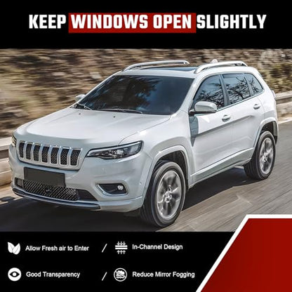 in-Channel Rain Guards Fit for Jeep Cherokee 2014-2023 Black Extra Durable Shatterproof Side Window Deflectors, Vent Window Visors, Wind Deflectors - 4 PCS - size: Fit for Jeep Cherokee 2014-2023 in Channel