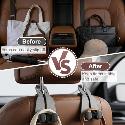 Headrest Hooks for Car,2026 New Two Hook Fur Leather Seat Back Headrest Hanger (2PCS-Gray) - color: 2PCS-Gray
