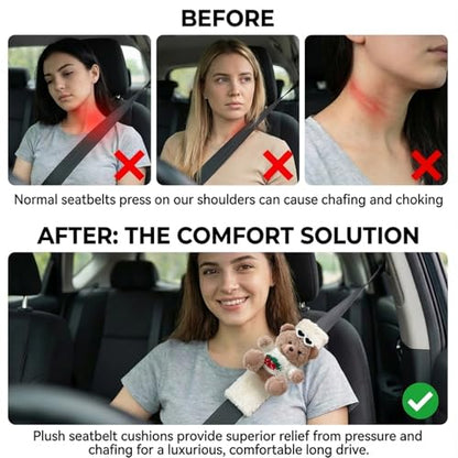 UNICOLD 2 Pack Plush Seatbelt Cover Shoulder Pad,Ultra-Soft Car Seat Belt Cushion for Adults & Kids, Relieves Neck & Shoulder Discomfort, Universal Fit for Cars, SUVs, Backpacks (White) - color: White