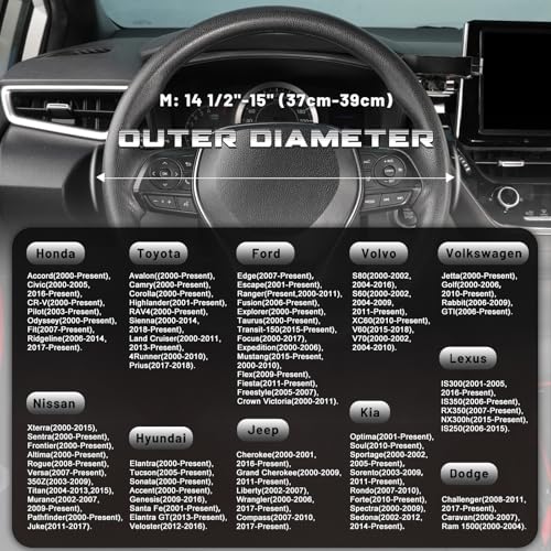 SEG Direct Steering Wheel Cover 14.5-15 inch (37-39 cm) Medium Size, Microfiber Leather, Non-Slip Comfortable Grip, Fits Cars Trucks SUVs, Chocolate Brown - color: Chocolate Brown, size: Standard size[14 1/2''-15'']