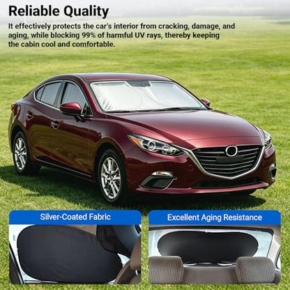 6 PCS Car Windshield Sunshade, Foldable Side Window Sun Shade with Storage Bag Front Rear Windshield and 4 Side Window Shades, Privacy Protection Cover Block UV Rays, Keep Cool for Most Cars