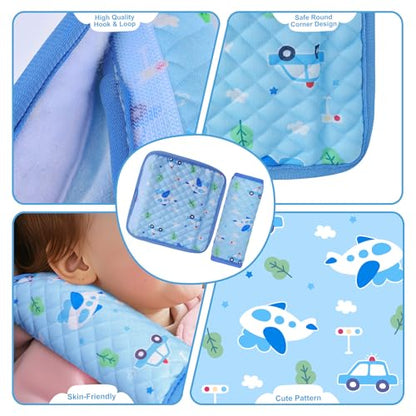 INFANZIA Car Seat Strap Covers for Infants Babies, Soft Carseat Shoulder Pads for Kids, Double-Sided Use Seatbelt Cushion Covers for Stroller, Pushchair & High Chair (Blue) - color: Blue