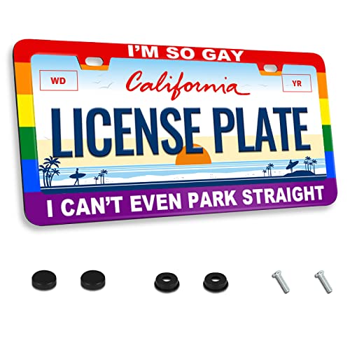 Gay License Plate Frame I'm So Gay I Can't Even Park Straight License Plate Frame for Car Decorative Parts License Plate for Standard Us Canada License Plate Holder 12x6 Inch - color: I'M So Gay I Can't Even Park Straight, size: One size