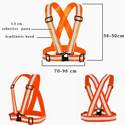 Reflective Vest with Hi Vis Bands Fully Adjustable & Multi-Purpose: Running, Cycling, Motorcycle Safety Dog Walking High Visibility Neon Orange 1PCS