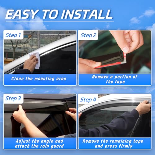 Window Visors Rain Guards Fit for 2009-2019 Ford Flex, Outside Mount Wind Deflector Shade, Tape-on Smoke Tinted Vent Visor Shields, 2010 2011 2012 2013 2014 2015 2016 2017 2018 - size: For 2009-2019 Flex