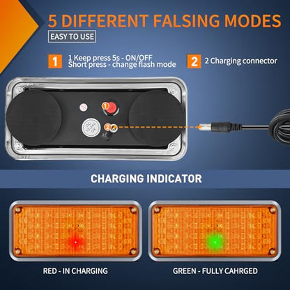 Nilight 2PCS 42LED Amber Magnetic Strobe Lights Portable Warning Hazard Light Surface Mount Waterproof 5 Patterns for 12V 24V Cars Trucks Van Off Road Vehicles ATV - color: 42LED Amber