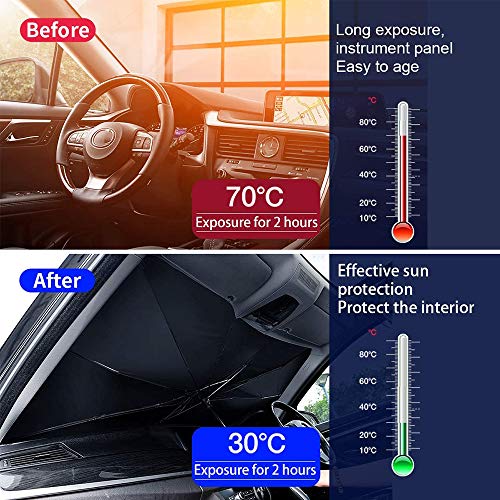 Sedan SUV Car Sun Shade for Windshield UV Rays and Heat Sun Visor Protector,Foldable Windshield Sun Shade Umbrella,Keep Car Cool,Easy to Use/Store,57''x 31'' - size: 57*31 inches