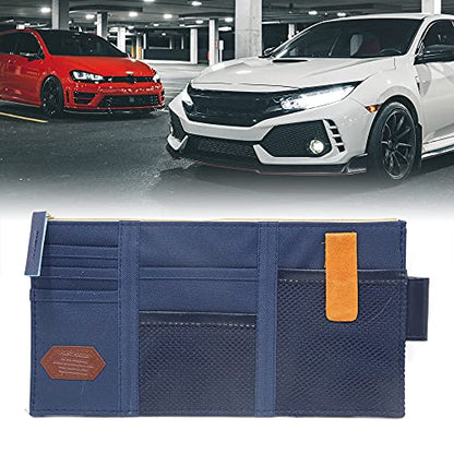 uxcell Multi-Purpose Car Sun Visor Organizer Pouch Bag Pocket Card Storage Holder Blue
