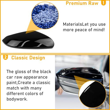 Moonlinks Compatible with 2016-2021 Honda Civic Passenger Side Mirror Cover,Glossy Black for 10th Gen Civic,2019-2022 Insight,RH Side Door Rearview Mirror Cap Trim(1PC) - size: 10th-right Black