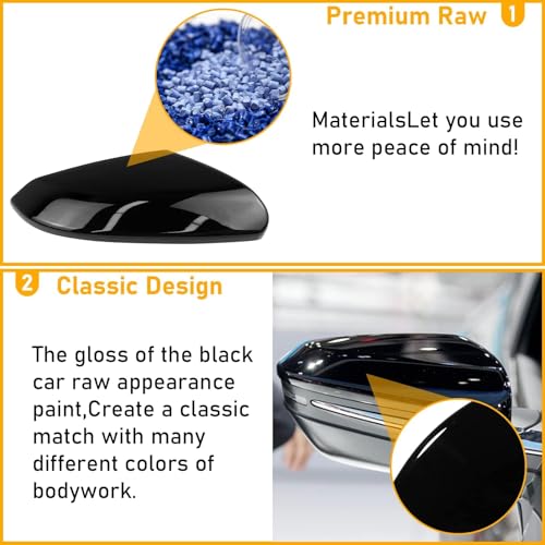Moonlinks Compatible with 2016-2021 Honda Civic Passenger Side Mirror Cover,Glossy Black for 10th Gen Civic,2019-2022 Insight,RH Side Door Rearview Mirror Cap Trim(1PC) - size: 10th-right Black