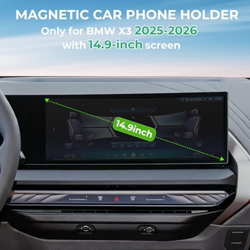 Car Phone Holder for BMW X3 2026 2025 (Only for 14.9-Inch Screen) 360° Rotation Magnetic Cell Phone Mount, Compatible with Magsafe, Does Not Affect Air Vent - style: Fit for 2025-2026 X3, 14.9-Inch