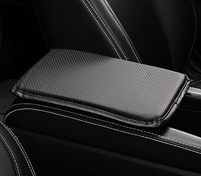 Auto Center Console Pad PU Leather Car Armrest Seat Box Cover Protector Universal Fit - color: A-Black&Carbon