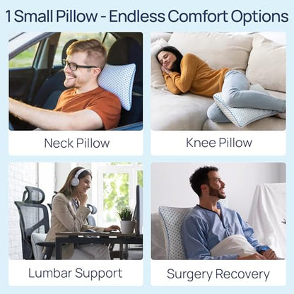 fulocean Small Cooling Memory Foam Pillow for Travel & Camping, Compressible Adjustable Pillow for Medium Firm Neck Knee Lumbar Support,Washable, Ideal Sleeping, Car, Airplane, Backpacking, Gifts - size: M - 18 x 13 Inch