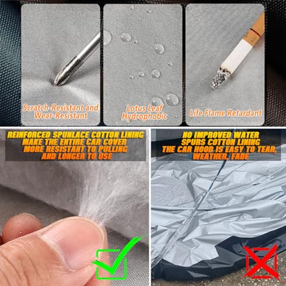 All Weather Universal Car Cover, Waterproof Snow Proof UV Proof Scratch Proof Bird Droppings Proof with Driving Cab Zipper, Fit for Pickup Truck Body Length 230" to 260" - Silvery