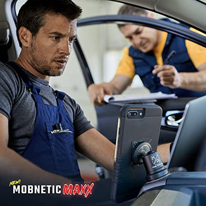 Mob Armor MobNetic Maxx - USA Assembled Magnetic Phone Holder for Car, Magnetic Car Phone Mount, 90-Degree Tilt, 360-Degree Rotation, Aluminum Metal, Compatible with iPhone & Android - Red - color: Red