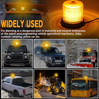60 LED Amber Magnetic Strobe Light, 12-24V Rooftop Warning Flashing Light, Emergency Beacon Light for Pickup Truck, Forklift, Engineering Vehicles and Golf Carts - color: Yellow