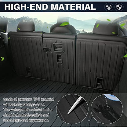 KUST Custom Fit Trunk Mat for 2020-2024 2025 Tesla Model Y Accessories 5 Seater (Not for 7 Seat or Juniper) Cargo Mat Liner Back Seat Protector All Weather Protection Black - style: Model Y 2020-2025 │ Trunk + Backrest Mat