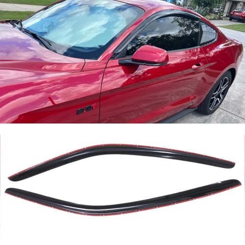 2pcs Original Shatterproof Outside Mount Style Sun Rain Guard Durable Side Window Wind Deflectors Dark Smoke Vent Window Visors Compatible with Ford 2015-2024 Mustang 92359 - size: for 15-24 Mustang 2pcs