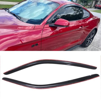 2pcs Original Shatterproof Outside Mount Style Sun Rain Guard Durable Side Window Wind Deflectors Dark Smoke Vent Window Visors Compatible with Ford 2015-2024 Mustang 92359 - size: for 15-24 Mustang 2pcs