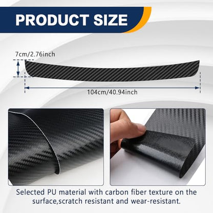 Zufoty Car Rear Bumper Protector Guard, Anti-Scratch Carbon Fiber Trunk Door Sill Protection Strip Sticker, Self-Adhesive Trunk Door Entry Sill Protector Universal for Car SUV Truck Pickup