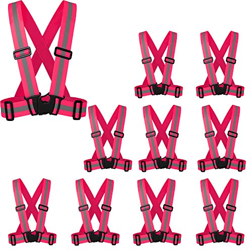 ZOJO Safety Vests,10 Packs | Lightweight, Adjustable | Fit for Work, ( Neon Pink) - color: 10pcs-neon Pink