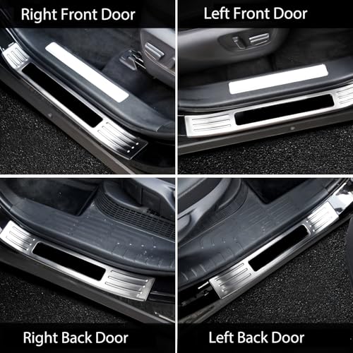 4 PCS Stainless Steel Chrome Silver Door Sill Protector Trims for Toyota RAV4 2019-2022 2023 2024,Outside Door Sill Scuff Plate Guard Cover Trim Door Sill Decorative Decals