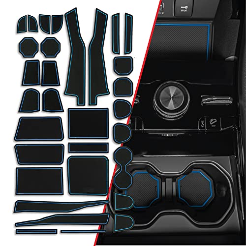 CupHolderHero Fits with 2014-2024 Jeep Grand Cherokee L Accessories - Premium Custom Interior Non-Slip Anti Dust Cup Holder Inserts, Center Console Liner Mats, Door Pocket Liners 31-pc Set (Blue Trim) - color: Blue Trim, size: Grand Cherokee L 2021-2024+