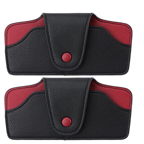 Car Sunglasses Holder for Car Visor Vegan Leather Auto Eyeglass Case with Clip Automotive Interior Visor Accessories - color: 04 Car Sunglasses Holder Black*2