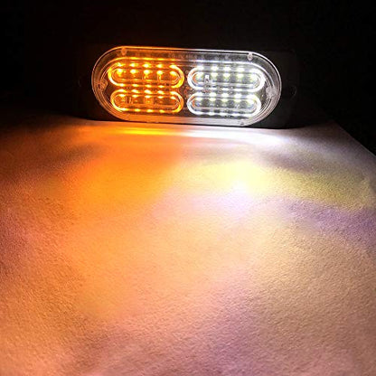 12-24V 20-LED Super Bright Emergency Strobe Warning Caution Hazard Construction Waterproof Flashing Strobe LED Light Bar Surface Mount for Car Truck SUV Van (Amber White) - color: Amber&White