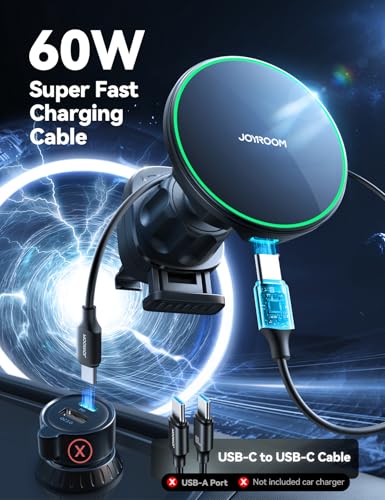 JOYROOM for Qi2 MagSafe Car Mount Charger, Qi2-Certified MagSafe Car Charger for Air Vent/Dashboard, Magnetic Wireless Car Holder Fit for iPhone 16 Pro Max Plus 15 14 13 12