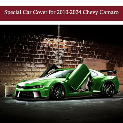 Indoor Car Cover Compatible with Chevrolet Chevy Camaro（2010-2024） Custom-fit Breathable Dust-Proof Stretch Car Cover for Underground Garage, Car Show （Black+Red） - size: Compatible with Camaro