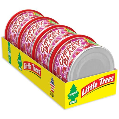 LITTLE TREES Car Air Freshener | Fiber Can Provides Long Lasting Scent for Auto or Home | Recycled Fiber | Cherry Blast, 4 Air Fresheners - color: Cherry Blast