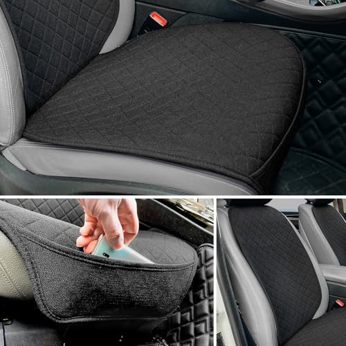 BOPUOVRE Linen Car Seat Covers Front Seat Covers Breathable Cloth Fabric Car Seat Protector - Universal Fit for Cars, Vans, SUVs, Trucks - 2 Units - Black - color: Black