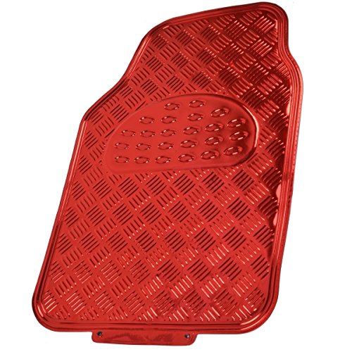 BDK Red All Weather Heavy Duty Car Floor Mats Interior Liners for Auto Van Truck SUV, Fits Front & Rear - color: Metallic Red