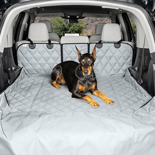 4Knines Split Cargo Liner for SUV – for Dogs & Pets, Heavy-Duty, Waterproof Trunk Mat & Cargo Cover – Fits 60/40 Split Bench & Armrest Pass-Through – Machine Washable, Non-Slip (Extra Large, Grey) - color: Grey, size: Extra Large