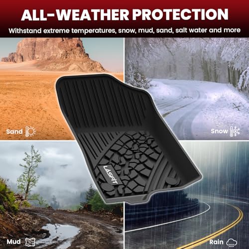 LASFIT Floor Mats & Trunk Mat for Jeep Wrangler Unlimited 4XE 2021-2025 4 Door, Plug-in Hybrid EV-Gas (PHEV), All Weather TPE Custom Fit Floor Liners Cargo Mat Black - style: Wrangler 4XE 21-25