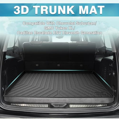 Mixsuper Custom Fit Cargo Liner for Chevrolet Suburban/GMC Yukon XL/Cadillac Escalade ESV 2015-2020, All Weather Cargo Mat Rear Trunk Liner Behind The 3rd Row Seats Black - size: Fit for Chevrolet Suburban | 2015-2020