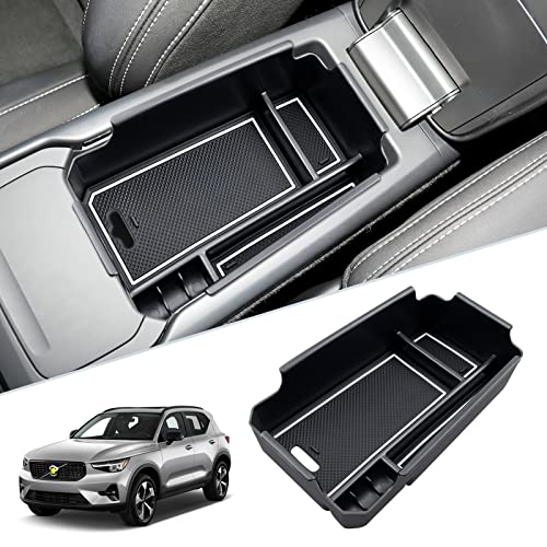 SKTU for 2018-2025 2026 Volvo XC40 Center Console Organizer for 2023 2024 2025 2026 Volvo XC40 Accessories Console Tray 2024 2025 XC40 Insert ABS Tray 2026 XC40 Glove Secondary Storage Box (White) - color: for 2018-2025 2026 XC40