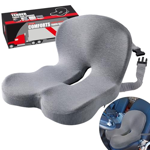Ergonomic Seat Cushion with Adjustable Strap, Memory Foam Office Chair Seat Cushion with L-Shaped Design, Car Seat Cushion Fits for Truck Driver Semi Truck, Gaming Chair, Desk, Light Gray - color: Light Gray