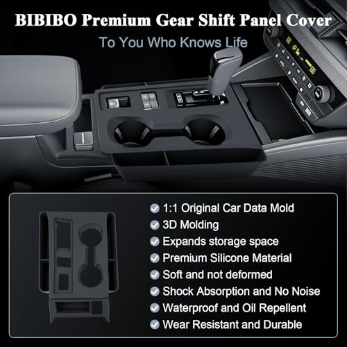 BIBIBO for New 2026 Subaru Outback Gear Shift Panel Cover 2026 Subaru Outback(Premium,Limited,Touring,Wilderness,Limited XT,Touring XT) Gear Shift Trim Cover Silicone w/Side Storage Box - color: Black-Gear Shift Cover
