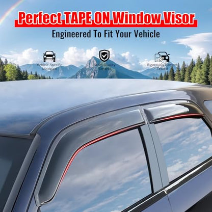 IKON MOTORSPORTS Tape on Window Visors Compatible with 2021-2026 Genesis GV80 (Will Not Fit GV80 Coupe), Acrylic Smoke/Tinted Rain Guards, Side Window Wind Deflectors 4PCS