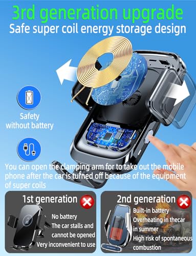 Truck Phone Holder Wireless Car Charger Mount, 15W Fast Charging Vacuum Phone Holder 14 Inch Long Arm Heavy Duty Pickup Windshield and Dashboard, Trucks Accessories for iPhone Samsung LG