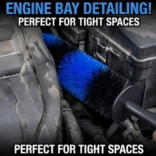 Wheel & Tire Brush – Soft Bristle Long Handle Detailing Brush for Car Rims, Tires, Wheels, Exhaust Tips, Engine Bay, Scratch-Free Deep Cleaning - size: Narrow Fit