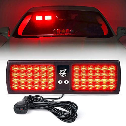 Xprite Red 48LED Visor Strobe Flashing Lights Sunshield Hazard Warning Light for Law Enforcement Emergency Vehicles Trucks Cars - color: Red