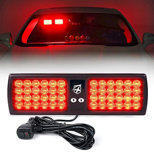 Xprite Red 48LED Visor Strobe Flashing Lights Sunshield Hazard Warning Light for Law Enforcement Emergency Vehicles Trucks Cars - color: Red