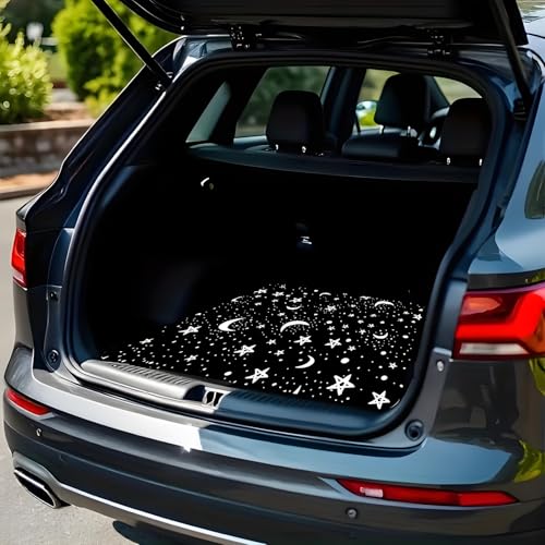 Universal Car Trunk Mat 29" x 39", Night Stars and Moon All Weather Trunk Protection Cargo Liner, Durable Cargo Mat Rear Trunk Liner, Stylish Vehicle Interior Accessories Suitable for Most Car Models - color: Stars and Moon