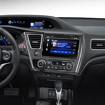 Auto Center Console Multimedia Navigation Display Screen AC Control Panel Sticker Real Carbon Fiber Interior Trim Compatible with Honda Civic 9 Coupe/Sedan 2013 2014 2015 Accessories Black - color: Center Console Multimedia Navigation Display Screen Ac Co