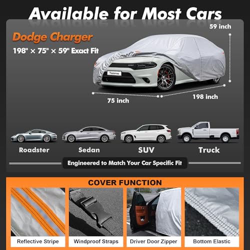 Car Cover Waterproof All-Weather,Heavy-Duty Outdoor Full Exterior Automobiles Sedan/Coupe (Length 194-203 inch) with Windshield Sun Shade Universal Fit Dodge Charger,Malibu, Model S,MKZ etc - size: Fit Coupe Length 194-203 inch(3XL+0)