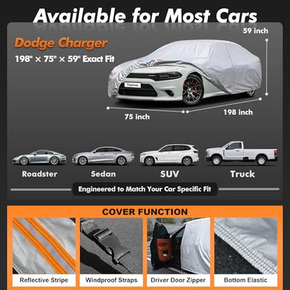 Car Cover Waterproof All-Weather,Heavy-Duty Outdoor Full Exterior Automobiles Sedan/Coupe (Length 194-203 inch) with Windshield Sun Shade Universal Fit Dodge Charger,Malibu, Model S,MKZ etc - size: Fit Coupe Length 194-203 inch(3XL+0)