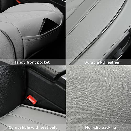 GIANT PANDA 1pack Front Car Seat Cover Bottom Seat Cover, PU Leather Driver Car Seat Protector Fits 95% of Vehicles, Wrapping Around The Bottom (Grey) - color: Front Seat Gray, size: 1 Piece Standard Size